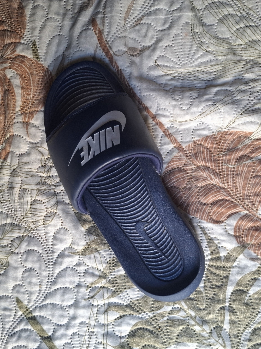 Nike Unisex Dark Blue Slide Sandals with White Logo